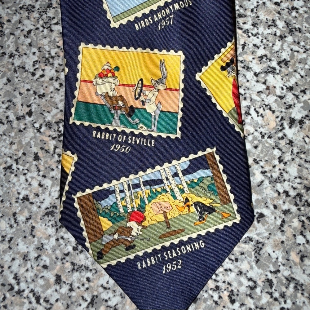 Warner Bros. Cartoon Tie - Navy with Multicolor Prints - Picture 2 of 5